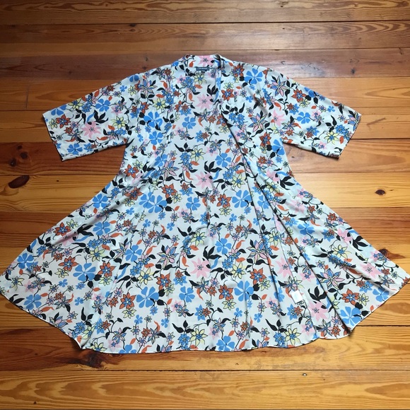 ModCloth Cream Floral Robe/Duster, EUC, S/M - Picture 10 of 12